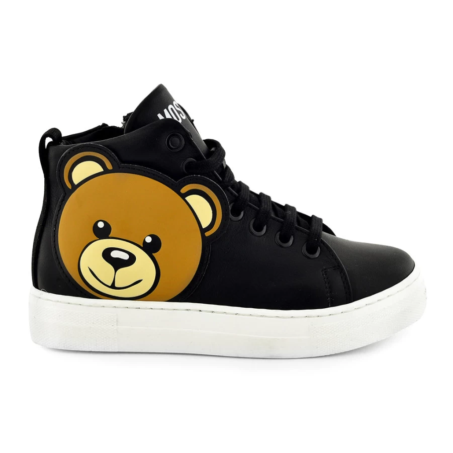 KIDS21 Black Hi-Cut Toy Bear Sneakers for Kids