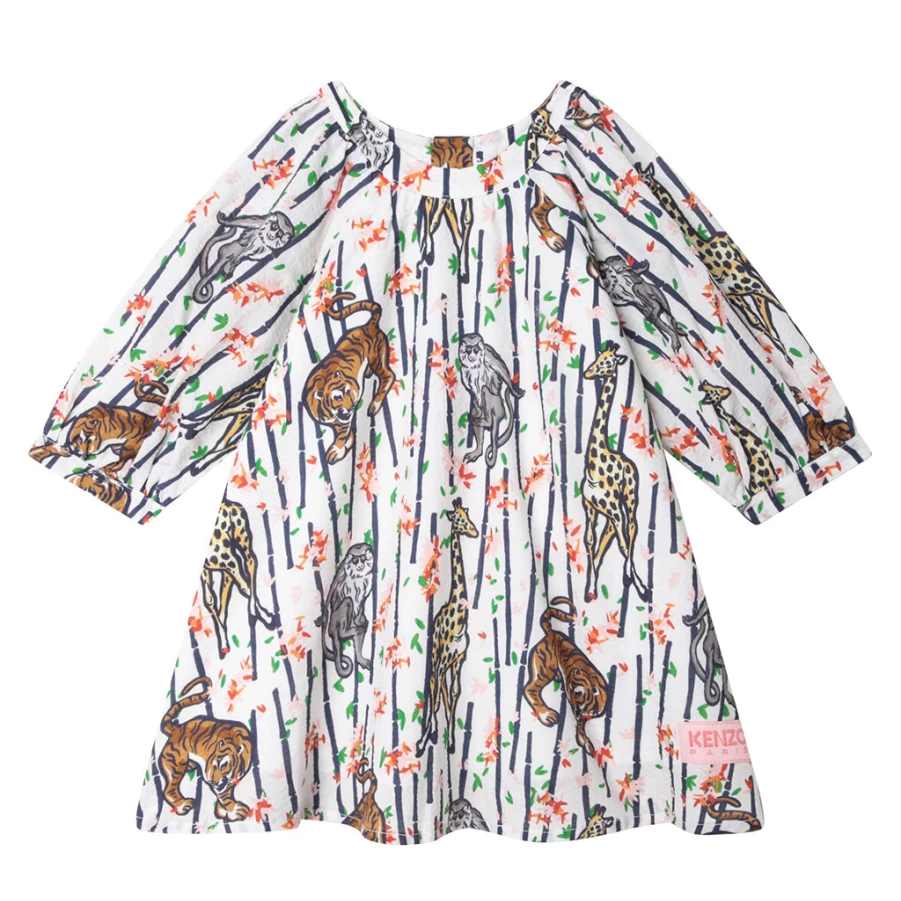 "KIDS21 Multi-Colored Bamboo Tiger Print Dress - Stylish Kids Animal Print Outfit"
