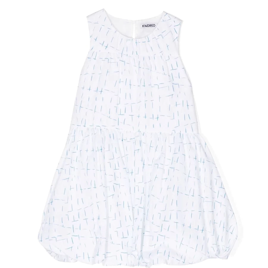 KIDS21 Blue Puffball Hem Dress for Girls - Flowy Bubble Hem Party Dress