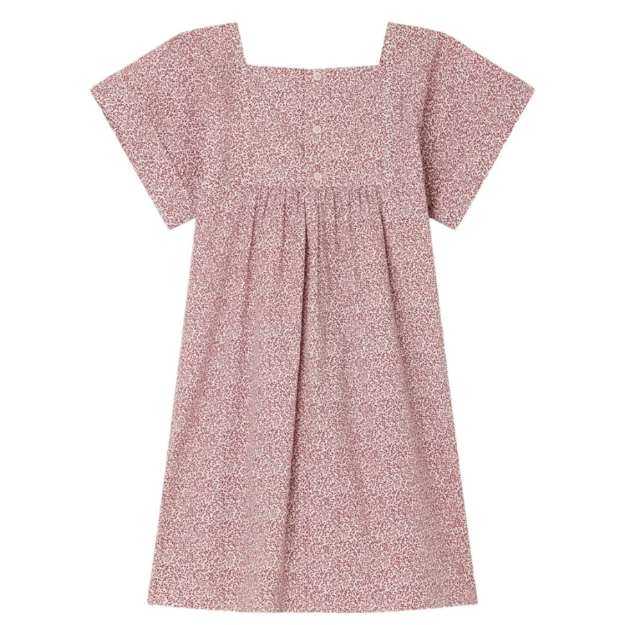 KIDS21 Burgundy Smocked Paysanne Dress for Girls - Elegant Ruffled Detailing