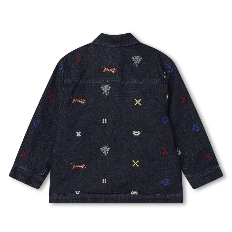 KIDS21 Embroidered Allover Denim Jacket for Kids - Indigo Washed Stylish Jacket