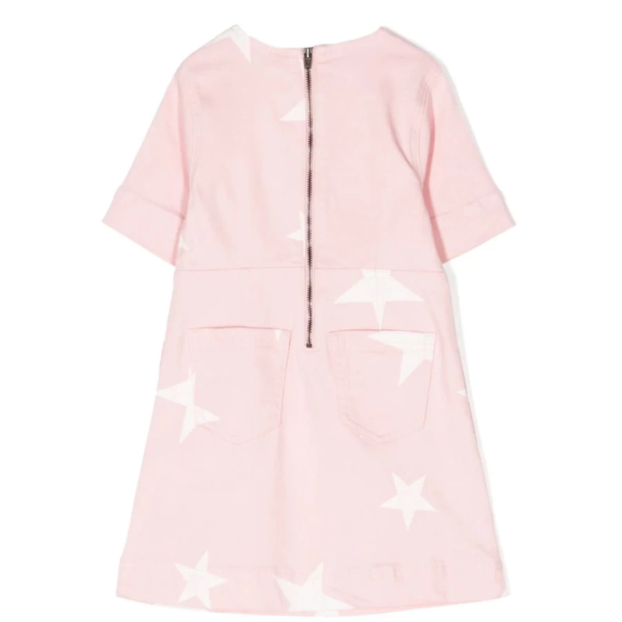 "KIDS21 Pink Bleached Star Denim Dress for Kids"