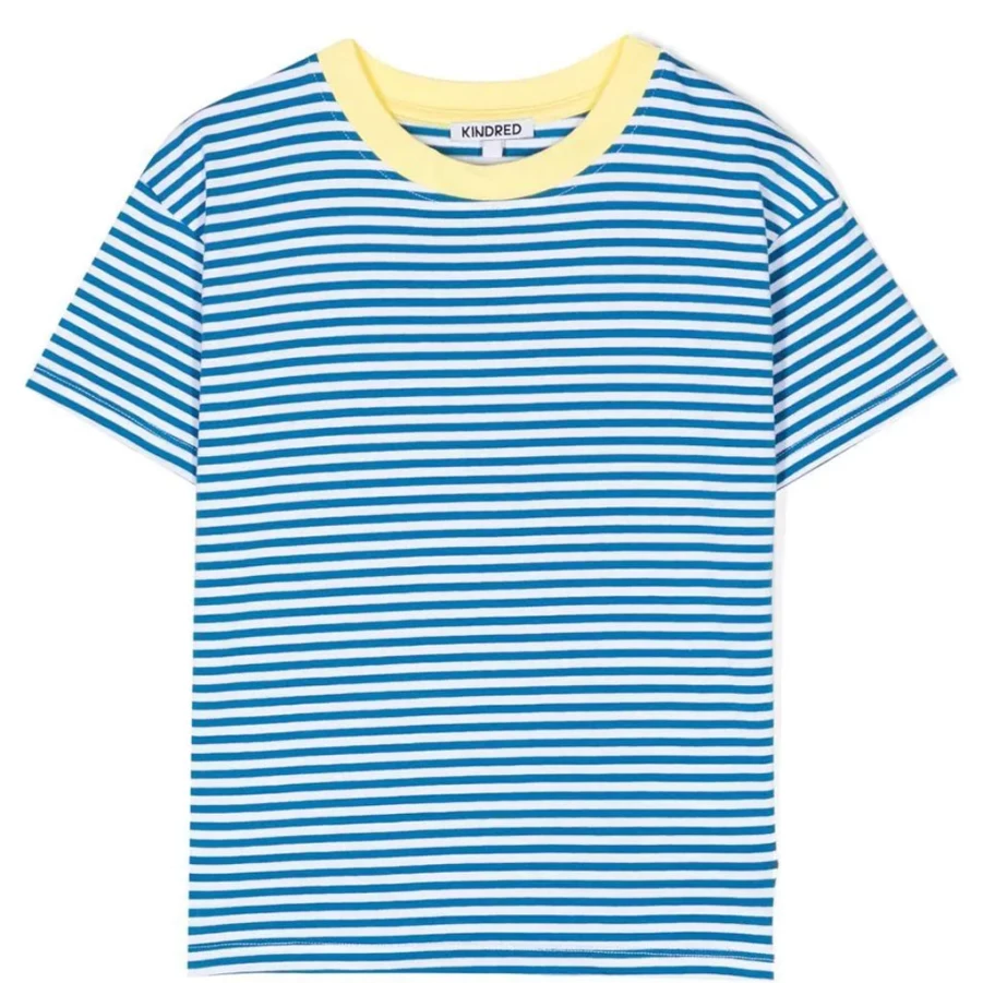 "KIDS21 Blue Contrast Trim Short Sleeve T-Shirt for Kids"