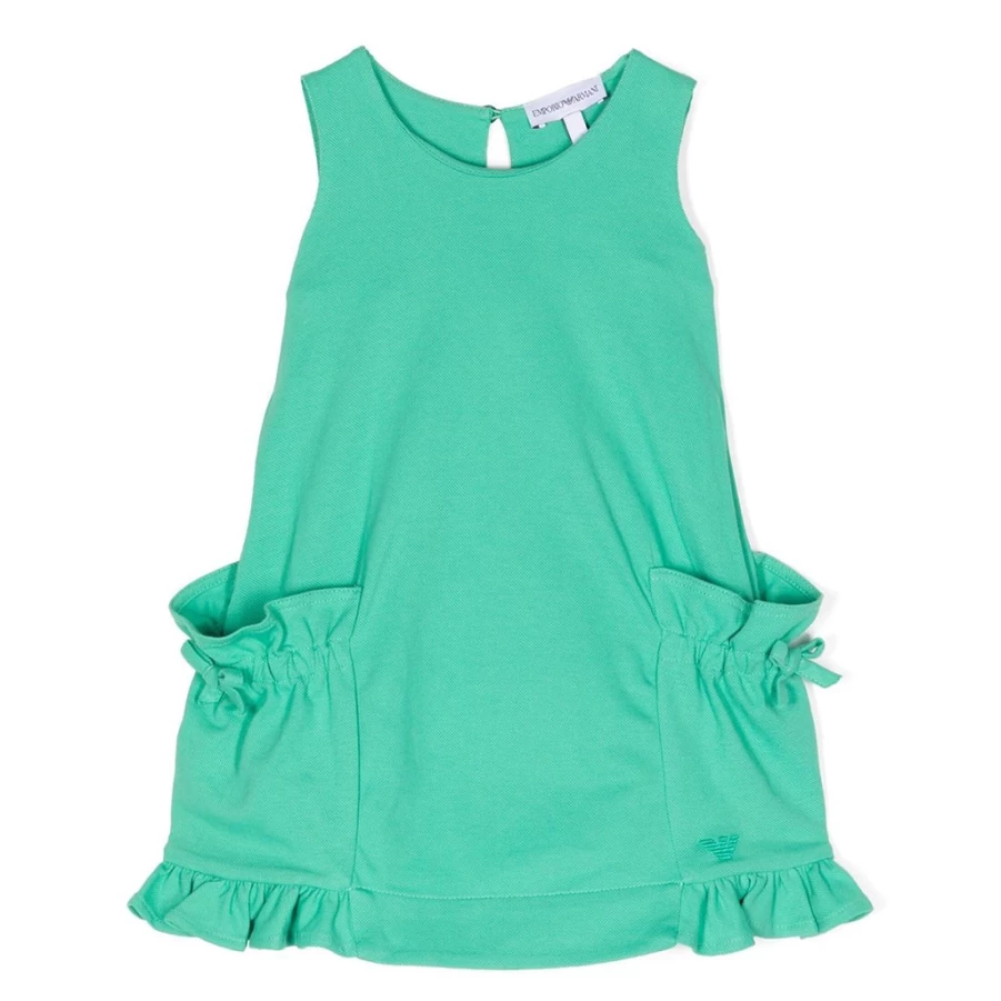 KIDS21 Green Ruffles Dress for Girls - Elegant Floral Ruffle Trim Kids Party Dress