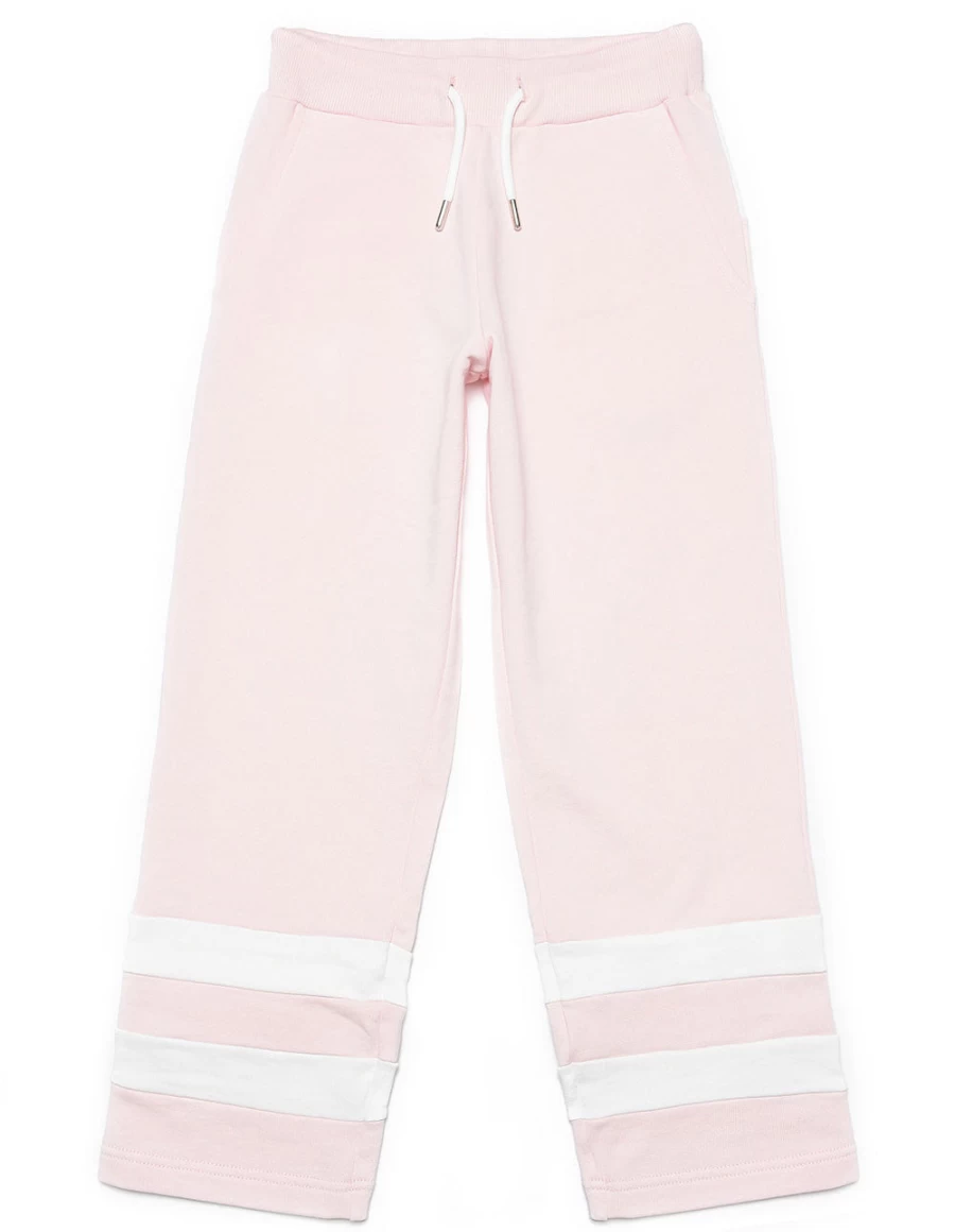 "KIDS21 Pink Cotton Sweatpants for Kids with Contrast Stripes - Comfortable Casual Pants"