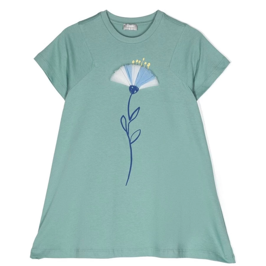 KIDS21 Green Graphic Print T-Shirt Dress for Kids