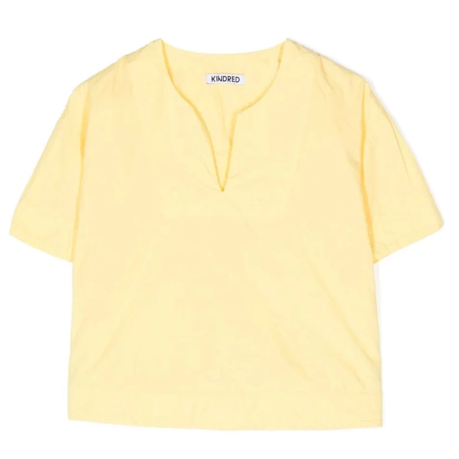 "KIDS21 Yellow Split Neck Short Sleeve T-Shirt for Kids"