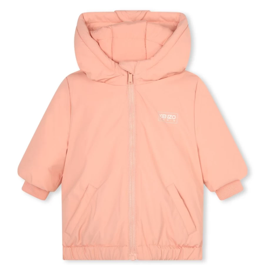 KIDS21 Pink Logo Puffer Jacket for Kids - Stylish Winter Coat